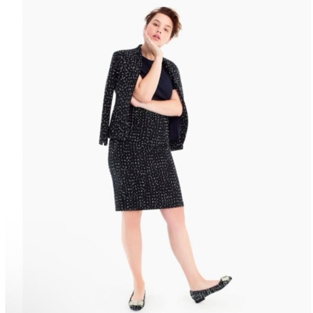 J.Crew 365 Womens No 2 Pencil Spotted Tweed Textured Skirt Knee Length Back Slit